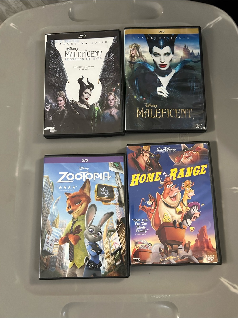 Disney DVD Movie Lot of 4 Zootopia home on the Range and Maleficent